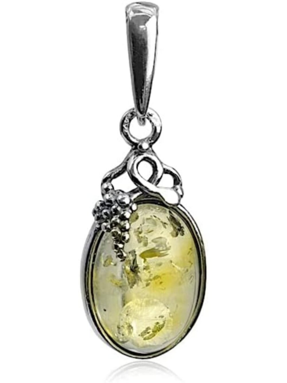 Lemon Amber Sterling Silver Grape Leaves Pendant Necklace - Elegant Jewelry Gift